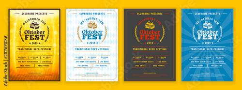 Oktoberfest beer festival celebration. Retro typography poster or flyer template for beer party. Set of different invitation design