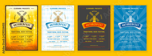 Oktoberfest beer festival celebration. Retro typography poster or flyer template for beer party. Set of different invitation design