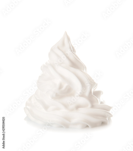 Whipped cream on white background