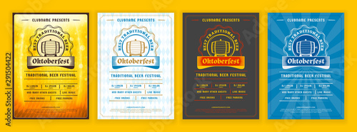 Oktoberfest beer festival celebration. Retro typography poster or flyer template for beer party. Set of different invitation design