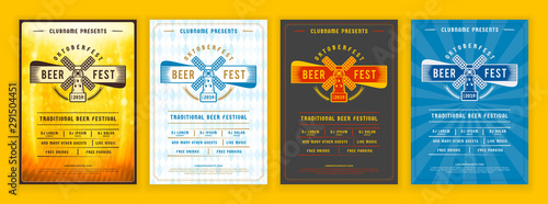 Oktoberfest beer festival celebration. Retro typography poster or flyer template for beer party. Set of different invitation design