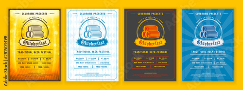 Oktoberfest beer festival celebration. Retro typography poster or flyer template for beer party. Set of different invitation design