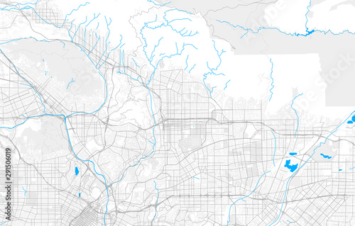 Rich detailed vector map of Pasadena, California, USA