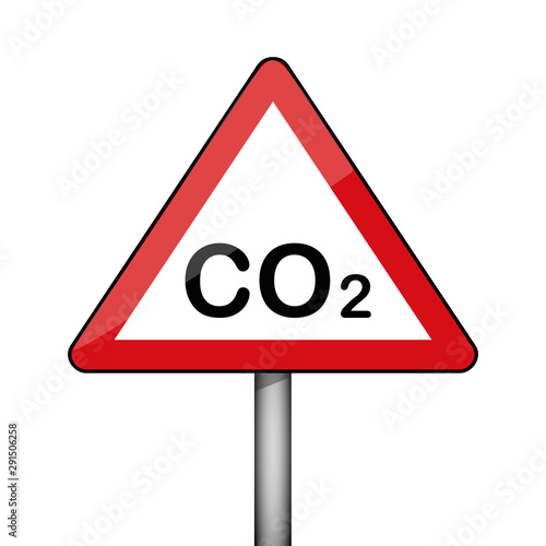 triangular warning sign CO2 environmental pollution vector illustration EPS10