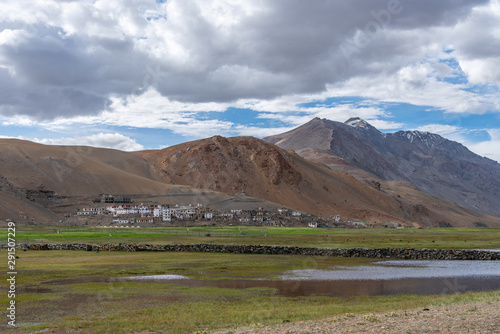 Landscape view of Leh Ladakh city in India, beautiful and famous place with Himalay snow mountain for travel.