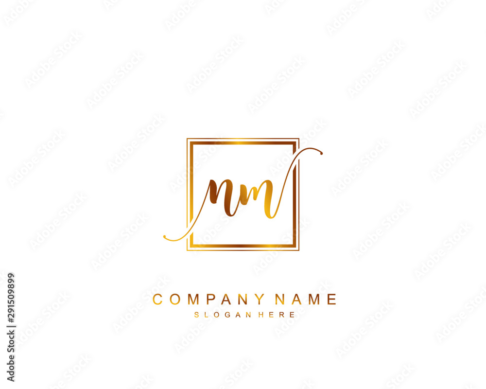 Initial NM beauty monogram and elegant logo design, handwriting logo of ...