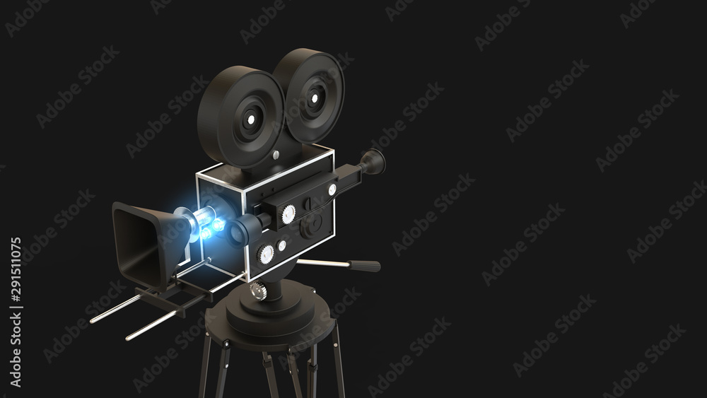 movie camera With a background in black 3D illustration 3D illustration movie camera With a background in black 3D illustration 3D illustration