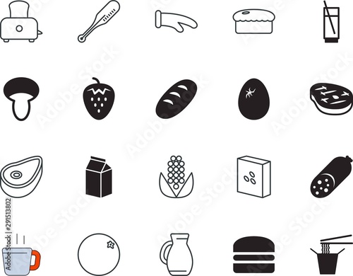 food vector icon set such as: vase, holder, set, confectionery, shadow, vegetation, pig, cake, doodle, antique, chinese, simple, packaging, meter, cereals, native, empty, bar, done, oven, sweetcorn