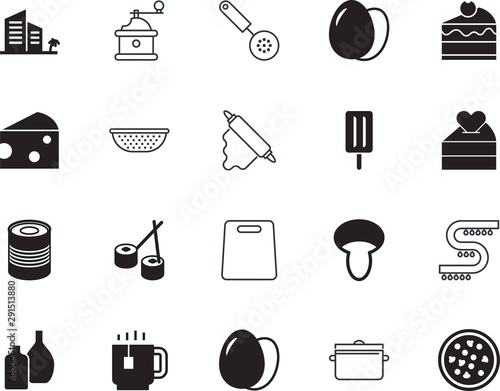 food vector icon set such as: travelling, collection, field, shadow, plank, bottle, bread, trip, app, empty, board, travel, beer, fork, journey, mushroom, agriculture, soil, vanilla, lunch, pizza