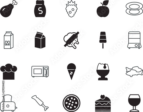 food vector icon set such as: tasty, life, cap, appliances, pressure, cafe, wild, dishes, traditional, toast, hat, leg, cocktail, wave, wineglass, powder, nobody, spice, chef, chefs, dieting, easter