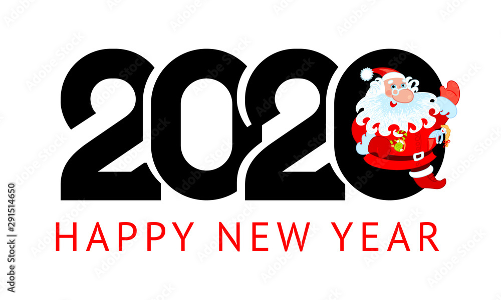 Obraz premium Happy New Year greeting card design. 2020