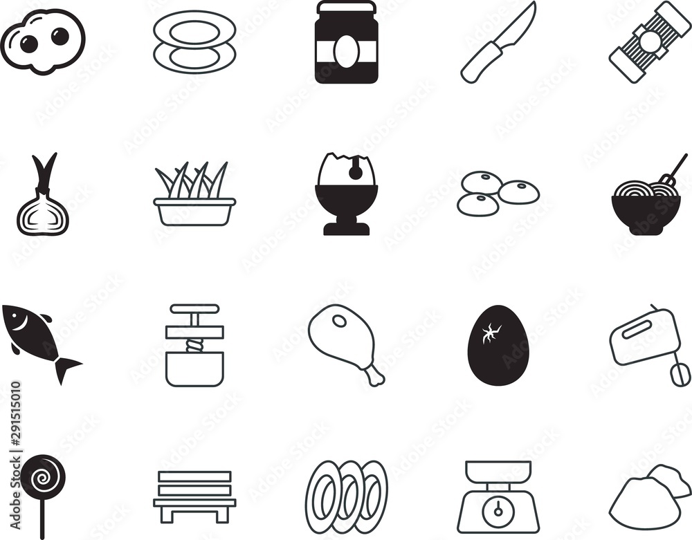 food vector icon set such as: blade, macaroni, steak, business, sesame, army, cartoon, sugar, ecology, aeropress, chia, cut, glyph, corn, fruit, grow, light, pot, tree, dieting, sea, instrument