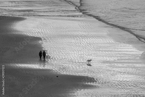Beautiful View Antrim Coast rocky Downhill Strand beach people walking