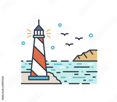 Shining lighthouse outline vector illustration