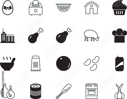 food vector icon set such as: tasty, tropical, soup, aluminium, product, metallic, liquid, muffin, garage, tourism, red, delicious, indicator, pavilion, perfect, corn, linear, rural, colorful, sieve