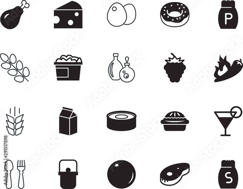 food vector icon set such as: pastry, silverware, juicy, conserve, serving, factory, flames, crispy, cocktail, juice, pot, wine, lifestyle, fabrication, party, diner, carton, manufacturing, hole