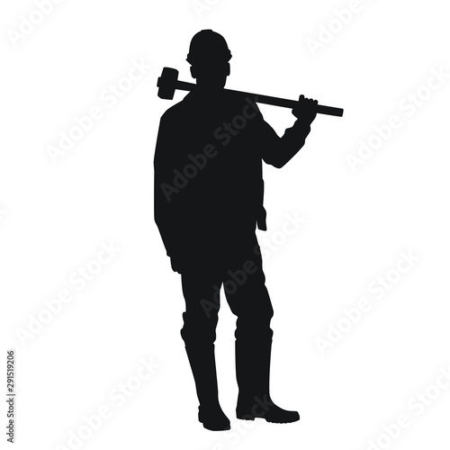 Worker Using Sledgehammer Silhouette