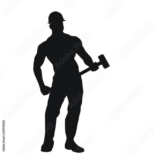 Worker Using Sledgehammer Silhouette
