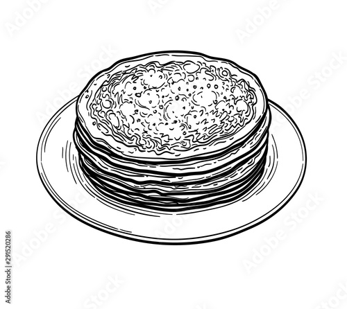 Ink sketch of crepes