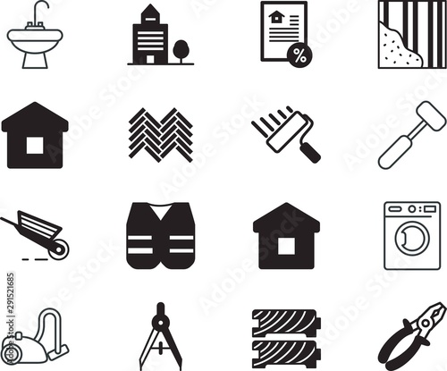 home vector icon set such as: contemporary, dryer, plumbing, cleanup, purity, safe, engineering, loan, pattern, ppe, vest, parquet, set, student, front, grey, hotel, contract, tenderize, load
