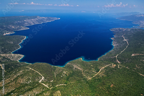 Aerial view of the coastline of Cres island