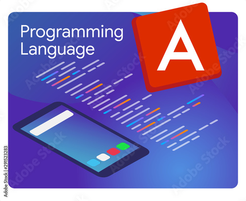 Angular JS the popular javascript framework programming language coding software technology vector illustration