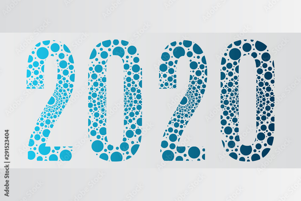 2020 bubble vector symbol. Happy New Year illustration for decoration, celebration, winter holiday, infographic, business, calendar, design. Blue gradient icon 2020 bubble vector symbol. Happy New Year illustration for decoration, celebration, winter holiday, infographic, business, calendar, design. Blue gradient icon
