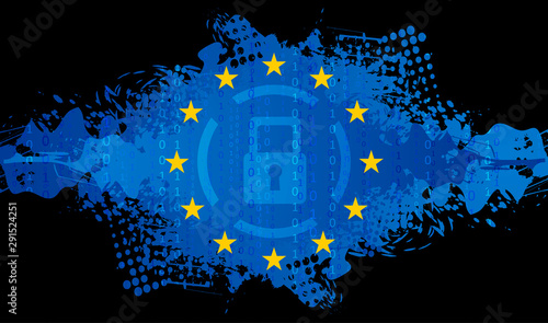 General Data Protection Regulation and binary code grunge background. GDPR abstract tech vector design