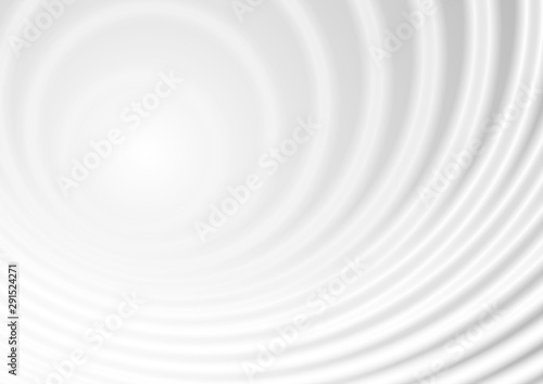 Grey and white smooth circles abstract tech background. Vector futuristic light design