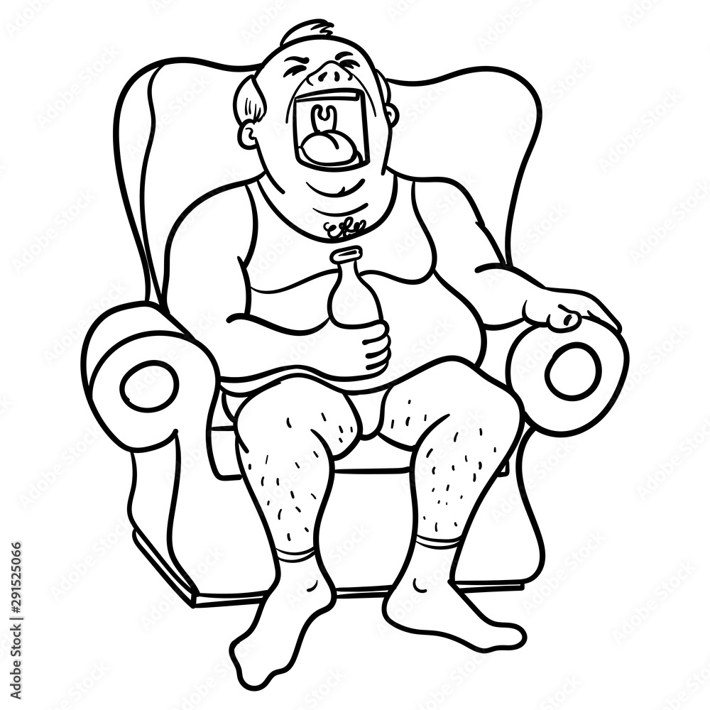 Disgusting Fat Man Sitting On A Chair In Underwear Holding A Beer disgusting-fat-man-sitting-on-a-chair-in-underwear-holding-a-beer