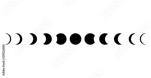 Moon phases astronomy icon set Vector Illustration on the white background.
