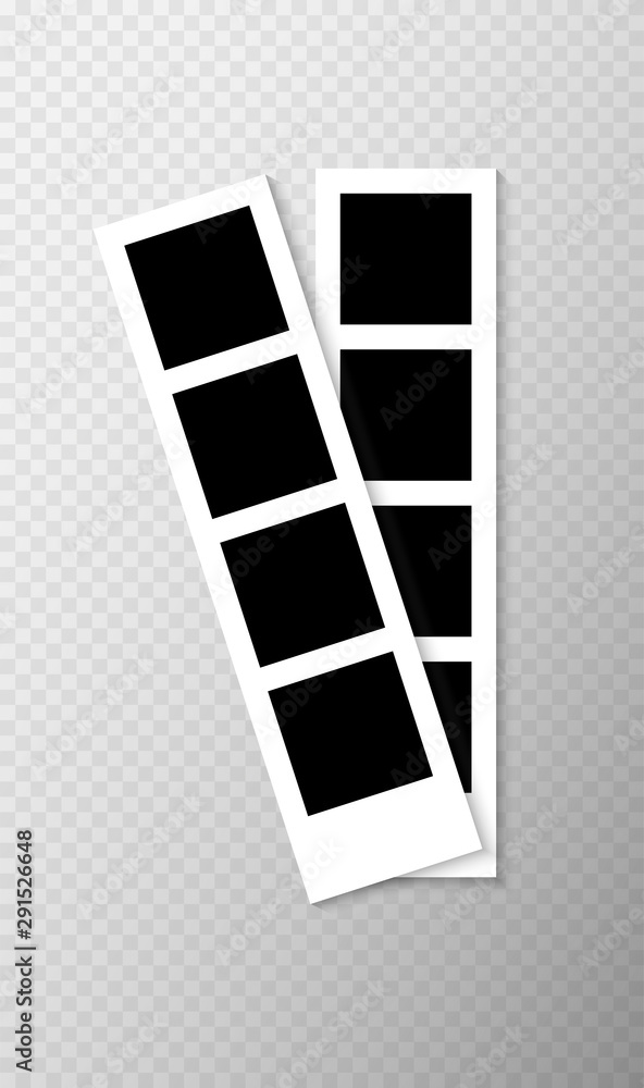 Photo booth pistures isolated on transparent background. Retro photo frame with shadow, realistic vector illustration Photo booth pistures isolated on transparent background. Retro photo frame with shadow, realistic vector illustration