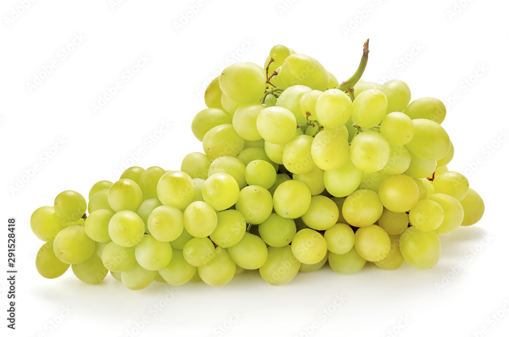 bunch of green grapes isolated on white