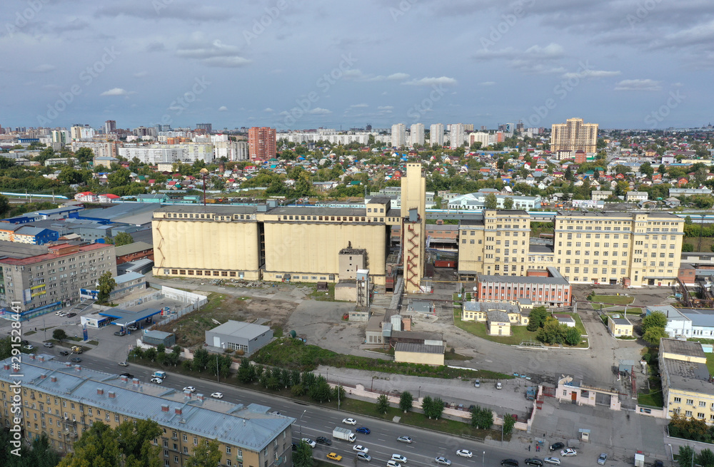 rain clouds over the city, Mill on Bolshevistskaya street, Novosibirsk, Russia, month of September