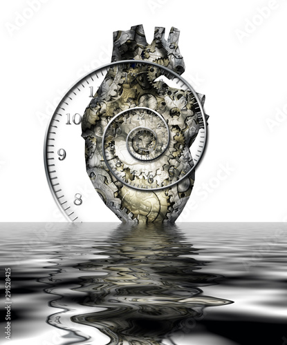 Human heart gears and time spirial photo