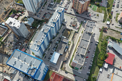 yard territory of residential buildings on Vybornaya street, Novosibirsk city, Russia, month of September