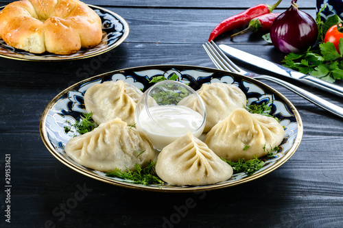 Manti. Traditional meat dish of the peoples of Central Asia