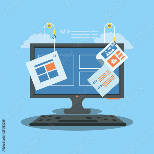 website under construction with desktop computer