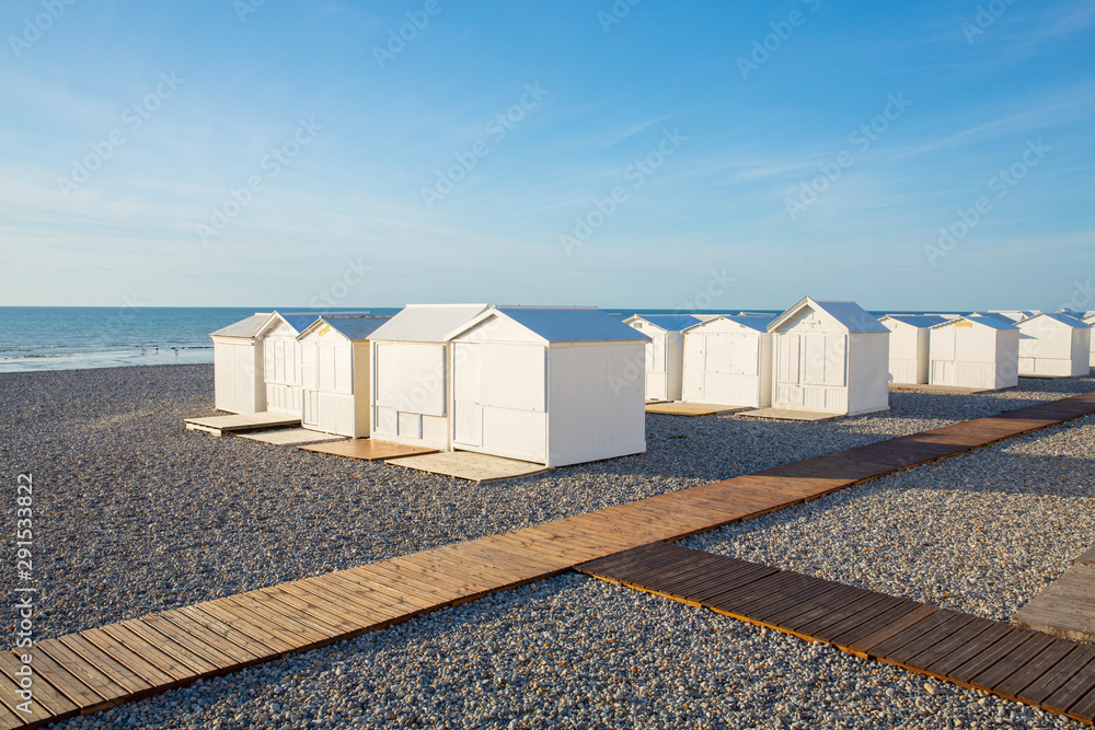 Beach cabins in Mers-les-Bains, Picardie, France