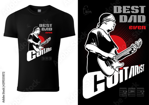 Black T-shirt with Rock Gui...