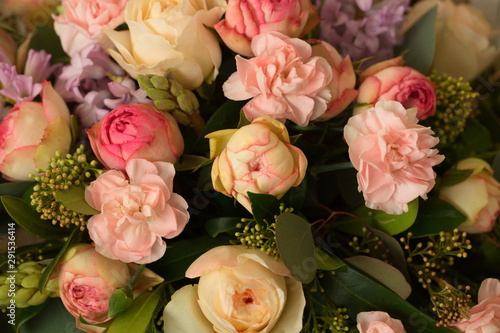 Festive table decoration with flowers at a wedding exhibition