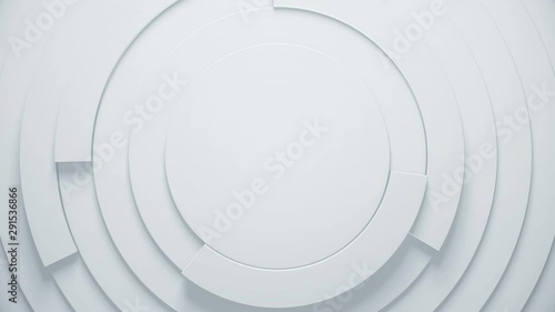 3d render geometric background for trendy concept. Abstract texture with circles and rotating parts. Seamless loop.