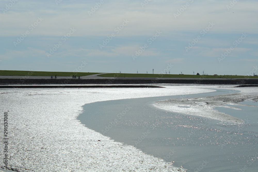 The Wadden Sea near Bensersiel, Northern Germany, at low tide - UNESCO World Heritage Site