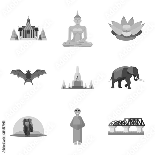 Vector illustration of traditional and tourism logo. Collection of traditional and exotic stock symbol for web.