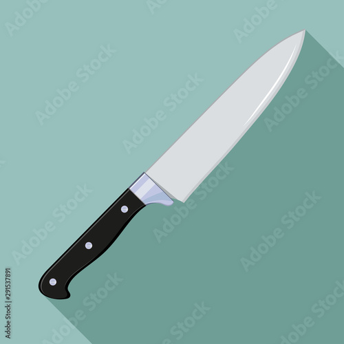 Flat Icon Kitchen Knife with a Long Shadow. Kitchenware Knife. Vector graphics to design.