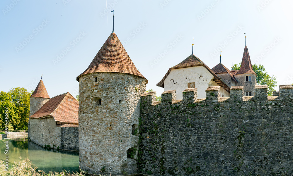 medieval 12th century water castle of Hallwyl in Switzerland