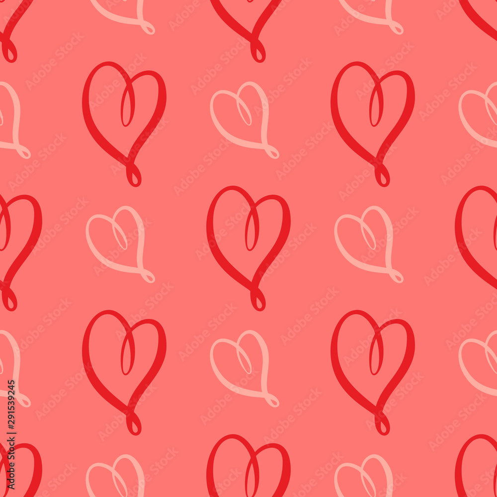 Seamless pattern with hand drawn hearts, vector illustration for greeting cards, wedding invitation, banners, backgrounds, textiles design.