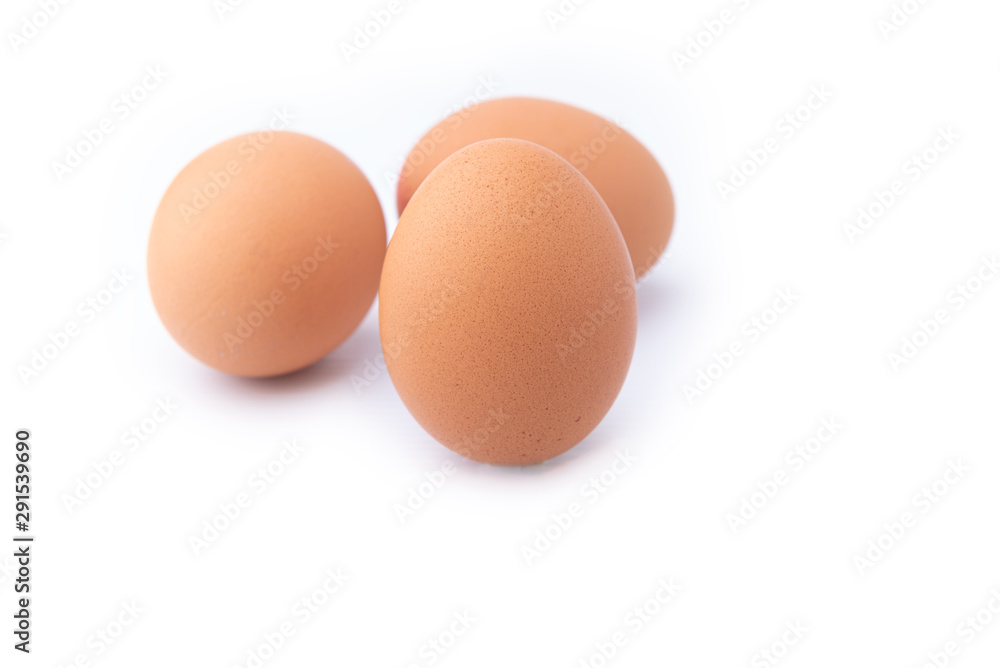 Three eggs isolated on white background. Three eggs isolated on white background.