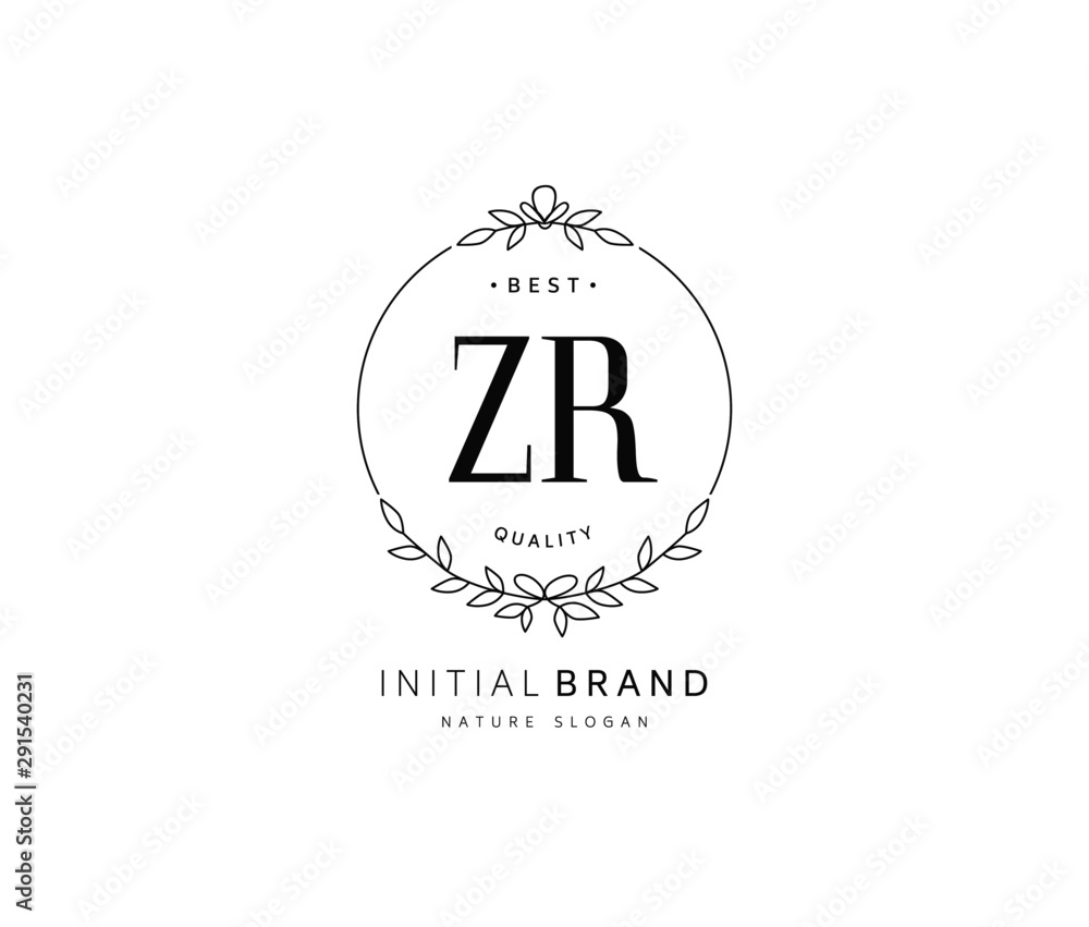 Z R ZR Beauty vector initial logo, handwriting logo of initial signature, wedding, fashion, jewerly, boutique, floral and botanical with creative template for any company or business.