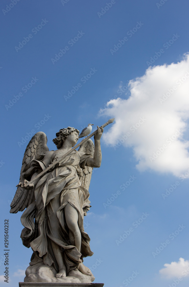Sculpture of Angel with the Lance (and bird on a wing), Ponte Sant'Angelo - Rome, Italy